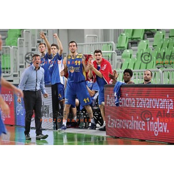 action during Nova KBM league basketball match between Petrol Olimpija and Hopsi Polzela in Stozice, Ljubljana, Slovenia on October 23,2017