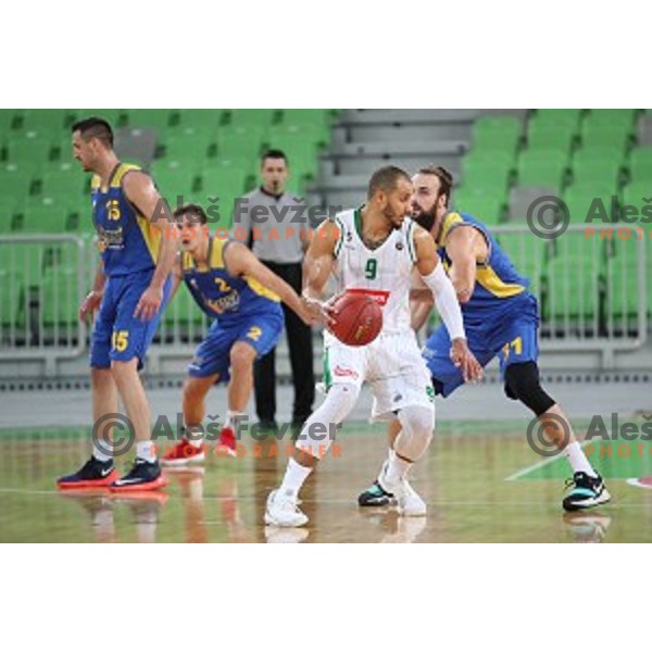 action during Nova KBM league basketball match between Petrol Olimpija and Hopsi Polzela in Stozice, Ljubljana, Slovenia on October 23,2017
