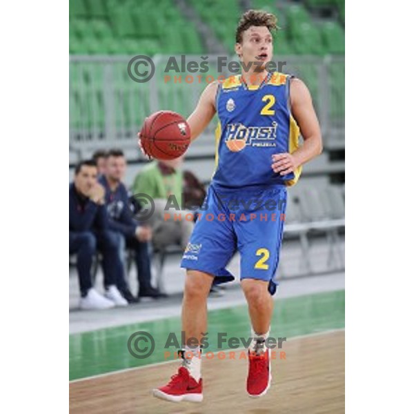 action during Nova KBM league basketball match between Petrol Olimpija and Hopsi Polzela in Stozice, Ljubljana, Slovenia on October 23,2017
