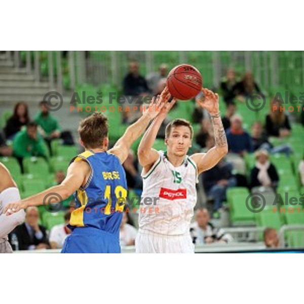 action during Nova KBM league basketball match between Petrol Olimpija and Hopsi Polzela in Stozice, Ljubljana, Slovenia on October 23,2017