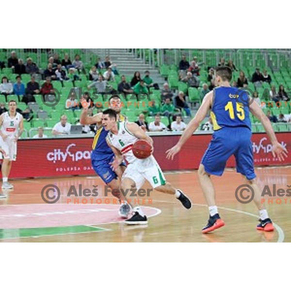 action during Nova KBM league basketball match between Petrol Olimpija and Hopsi Polzela in Stozice, Ljubljana, Slovenia on October 23,2017