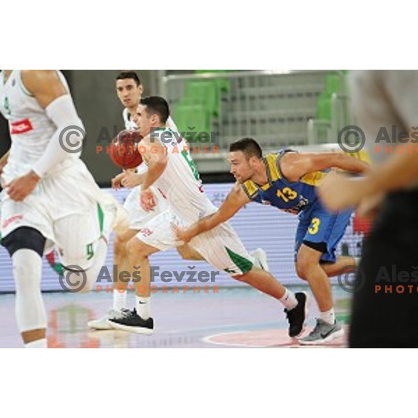 action during Nova KBM league basketball match between Petrol Olimpija and Hopsi Polzela in Stozice, Ljubljana, Slovenia on October 23,2017