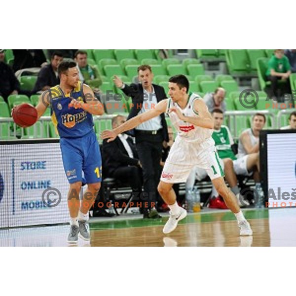 action during Nova KBM league basketball match between Petrol Olimpija and Hopsi Polzela in Stozice, Ljubljana, Slovenia on October 23,2017