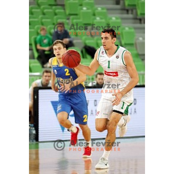 action during Nova KBM league basketball match between Petrol Olimpija and Hopsi Polzela in Stozice, Ljubljana, Slovenia on October 23,2017