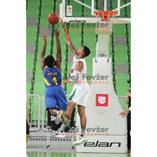 action during Nova KBM league basketball match between Petrol Olimpija and Hopsi Polzela in Stozice, Ljubljana, Slovenia on October 23,2017