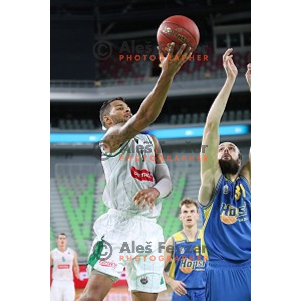 action during Nova KBM league basketball match between Petrol Olimpija and Hopsi Polzela in Stozice, Ljubljana, Slovenia on October 23,2017