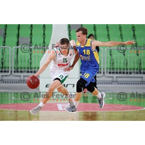 action during Nova KBM league basketball match between Petrol Olimpija and Hopsi Polzela in Stozice, Ljubljana, Slovenia on October 23,2017