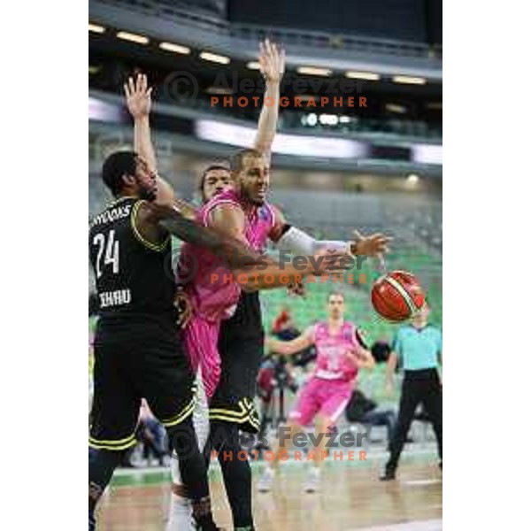 Jordan Morgan of Petrol Olimpija in action during FIBA Champions League basketball match between Petrol Olimpija and Medi Bayreuth in Stozice Hall, Ljubljana on October 25, 2017