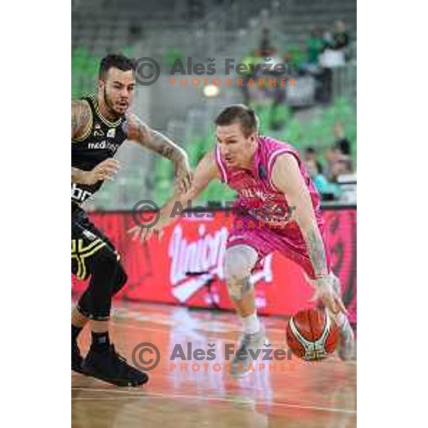 Gregor Hrovat of Petrol Olimpija in action during FIBA Champions League basketball match between Petrol Olimpija and Medi Bayreuth in Stozice Hall, Ljubljana on October 25, 2017