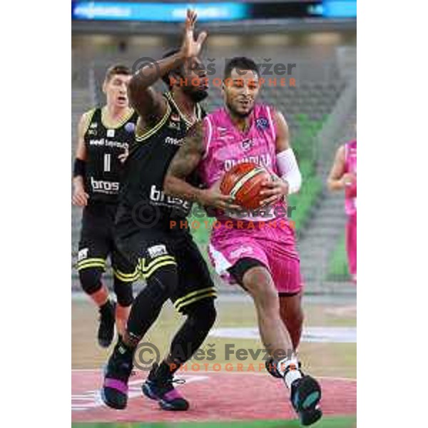 Devin Oliver of Petrol Olimpija in action during FIBA Champions League basketball match between Petrol Olimpija and Medi Bayreuth in Stozice Hall, Ljubljana on October 25, 2017