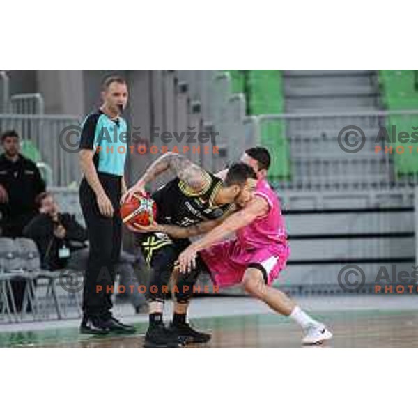 of Petrol Olimpija in action during FIBA Champions League basketball match between Petrol Olimpija and Medi Bayreuth in Stozice Hall, Ljubljana on October 25, 2017