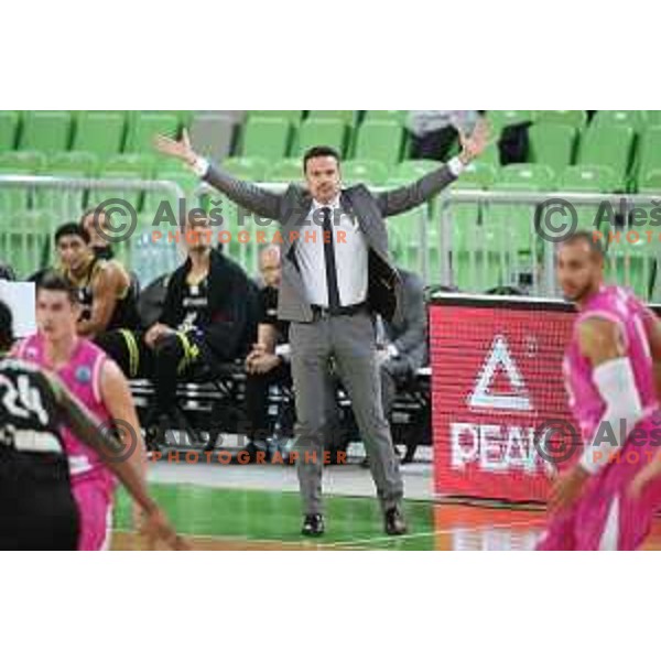 of Petrol Olimpija in action during FIBA Champions League basketball match between Petrol Olimpija and Medi Bayreuth in Stozice Hall, Ljubljana on October 25, 2017