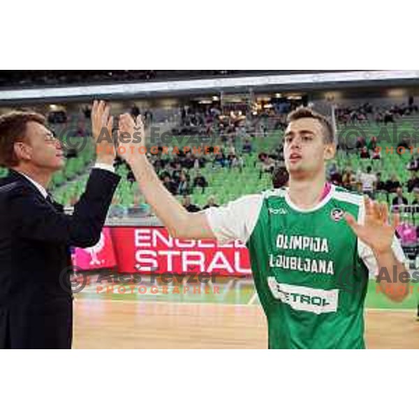 Roko Badzim of Petrol Olimpija in action during FIBA Champions League basketball match between Petrol Olimpija and Medi Bayreuth in Stozice Hall, Ljubljana on October 25, 2017