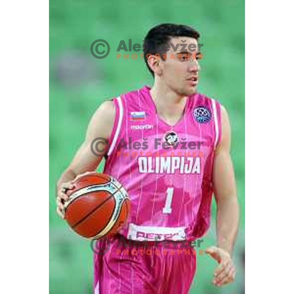 Erjon Kastrati of Petrol Olimpija in action during FIBA Champions League basketball match between Petrol Olimpija and Medi Bayreuth in Stozice Hall, Ljubljana on October 25, 2017