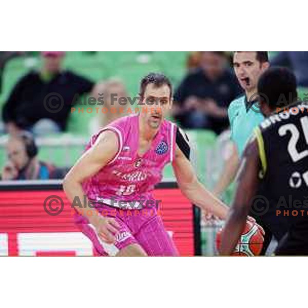 Domen Lorbek of Petrol Olimpija in action during FIBA Champions League basketball match between Petrol Olimpija and Medi Bayreuth in Stozice Hall, Ljubljana on October 25, 2017