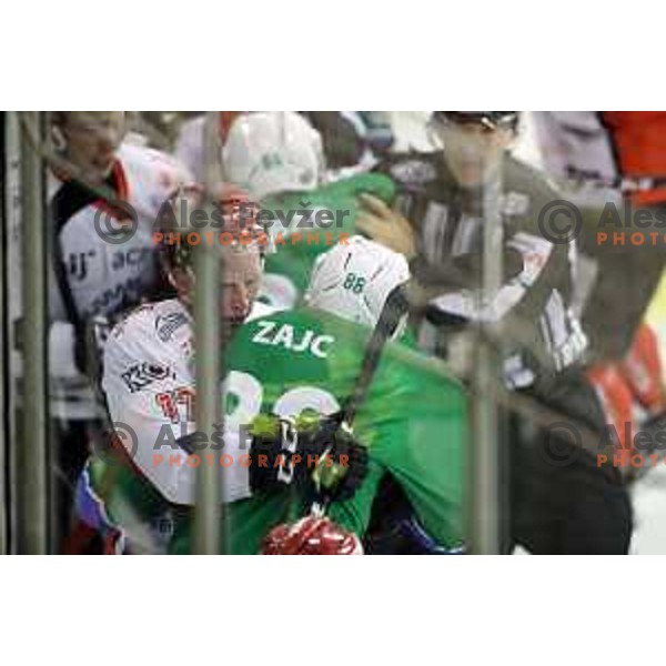 Miha Zajc in action during Alps League ice-hockey match between SZ Olimpija and SIJ Acroni Jesenice in Tivoli Hall, Ljubljana, Slovenia on October 25, 2017