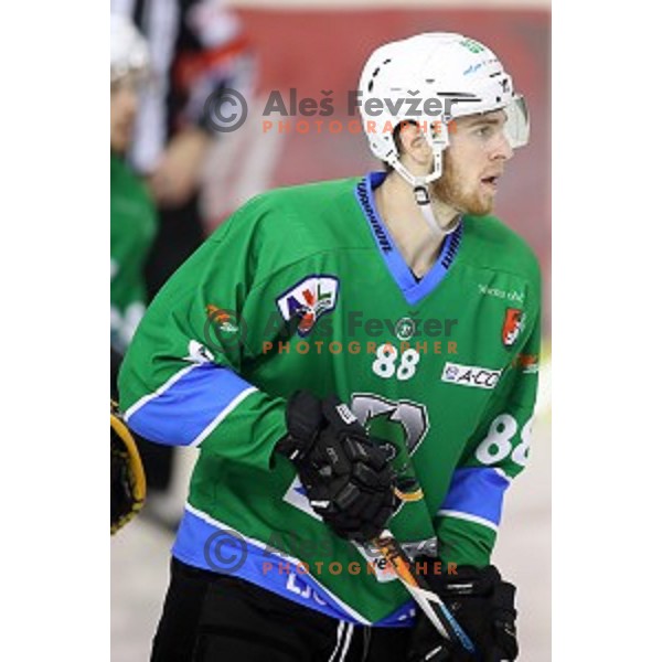 Miha Zajc in action during Alps League ice-hockey match between SZ Olimpija and SIJ Acroni Jesenice in Tivoli Hall, Ljubljana, Slovenia on October 25, 2017