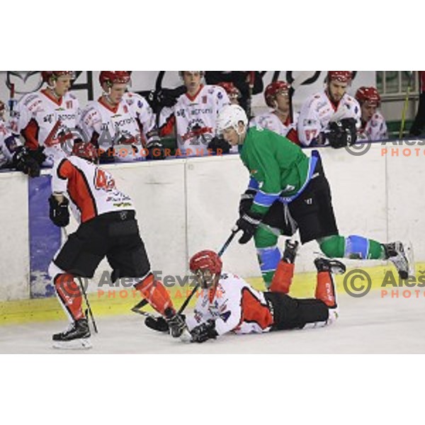 action during Alps League ice-hockey match between SZ Olimpija and SIJ Acroni Jesenice in Tivoli Hall, Ljubljana, Slovenia on October 25, 2017
