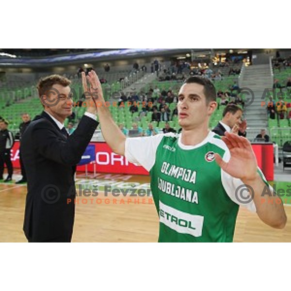 Jan Span of Petrol Olimpija in action during FIBA Champions League basketball match between Petrol Olimpija and Medi Bayreuth in Stozice Hall, Ljubljana on October 25, 2017