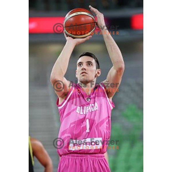Erjon Kastrati of Petrol Olimpija in action during FIBA Champions League basketball match between Petrol Olimpija and Medi Bayreuth in Stozice Hall, Ljubljana on October 25, 2017