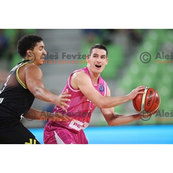 Jan Span of Petrol Olimpija in action during FIBA Champions League basketball match between Petrol Olimpija and Medi Bayreuth in Stozice Hall, Ljubljana on October 25, 2017