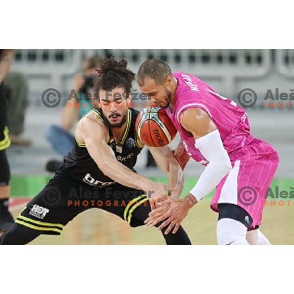 Jordan Morgan of Petrol Olimpija in action during FIBA Champions League basketball match between Petrol Olimpija and Medi Bayreuth in Stozice Hall, Ljubljana on October 25, 2017