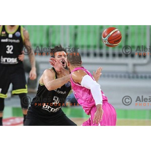 Jordan Morgan of Petrol Olimpija in action during FIBA Champions League basketball match between Petrol Olimpija and Medi Bayreuth in Stozice Hall, Ljubljana on October 25, 2017
