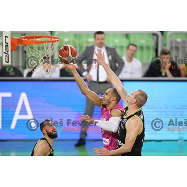 Jordan Morgan of Petrol Olimpija in action during FIBA Champions League basketball match between Petrol Olimpija and Medi Bayreuth in Stozice Hall, Ljubljana on October 25, 2017