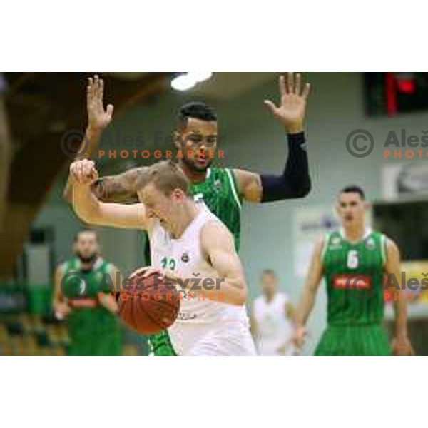 Miha Lapornik of Zlatorog Lasko in action during Nova KBM league basketball match between Zlatorog Lasko and Petrol Olimpija in Tri Lilije Hall, Lasko, Slovenia on October 27, 2017