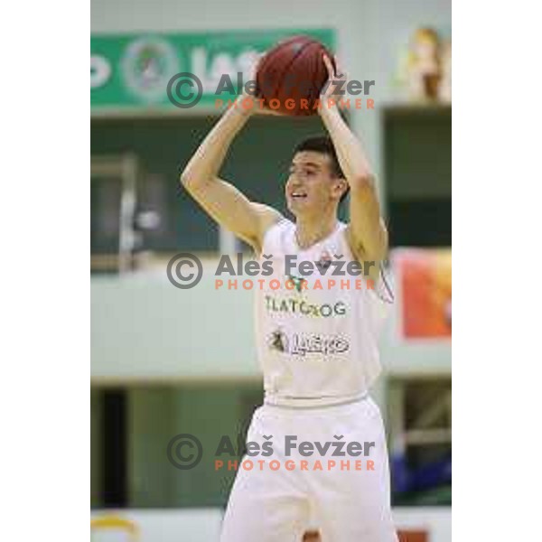 Nejc Baric of Zlatorog Lasko in action during Nova KBM league basketball match between Zlatorog Lasko and Petrol Olimpija in Tri Lilije Hall, Lasko, Slovenia on October 27, 2017