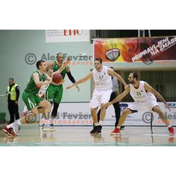 Gregor Hrovat of Petrol Olimpija in action during Nova KBM league basketball match between Zlatorog Lasko and Petrol Olimpija in Tri Lilije Hall, Lasko, Slovenia on October 27, 2017