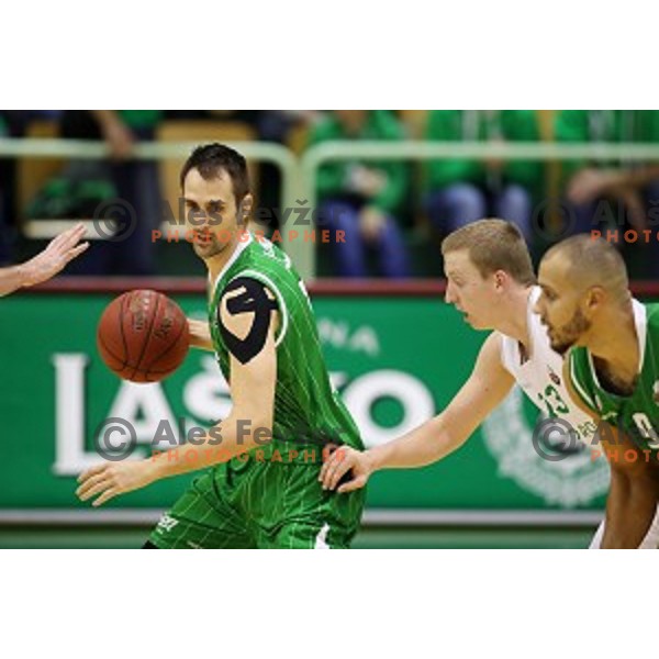 Miha Lapornik of Zlatorog Lasko and Domen Lorbek of Petrol Olimpija in action during Nova KBM league basketball match between Zlatorog Lasko and Petrol Olimpija in Tri Lilije Hall, Lasko, Slovenia on October 27 ,2017
