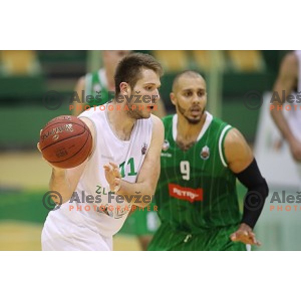 Irman Polutak of Zlatorog Lasko in action during Nova KBM league basketball match between Zlatorog Lasko and Petrol Olimpija in Tri Lilije Hall, Lasko, Slovenia on October 27 ,2017
