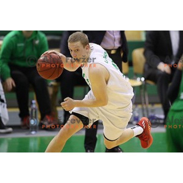 Miha Lapornik of Zlatorog Lasko in action during Nova KBM league basketball match between Zlatorog Lasko and Petrol Olimpija in Tri Lilije Hall, Lasko, Slovenia on October 27, 2017