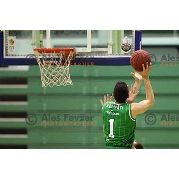 action during Nova KBM league basketball match between Zlatorog Lasko and Petrol Olimpija in Tri Lilije Hall, Lasko, Slovenia on October 27 ,2017
