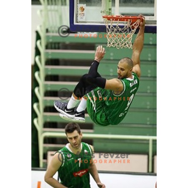 action during Nova KBM league basketball match between Zlatorog Lasko and Petrol Olimpija in Tri Lilije Hall, Lasko, Slovenia on October 27 ,2017