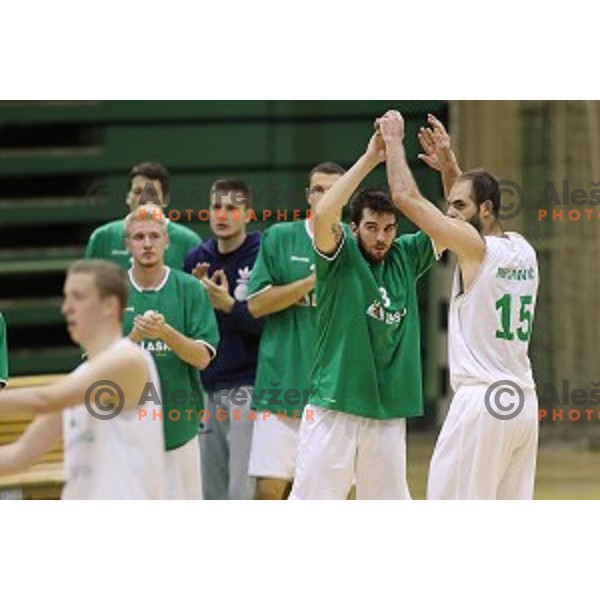 action during Nova KBM league basketball match between Zlatorog Lasko and Petrol Olimpija in Tri Lilije Hall, Lasko, Slovenia on October 27 ,2017