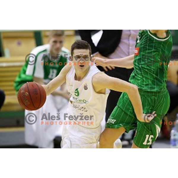 action during Nova KBM league basketball match between Zlatorog Lasko and Petrol Olimpija in Tri Lilije Hall, Lasko, Slovenia on October 27 ,2017