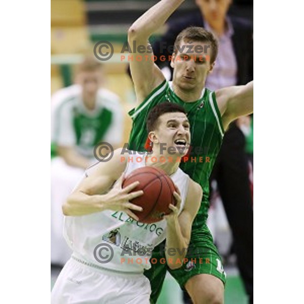 action during Nova KBM league basketball match between Zlatorog Lasko and Petrol Olimpija in Tri Lilije Hall, Lasko, Slovenia on October 27 ,2017