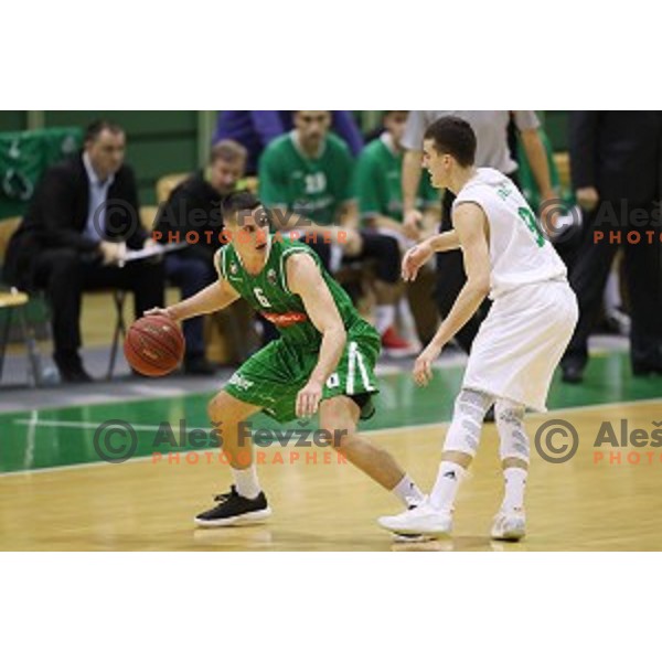 action during Nova KBM league basketball match between Zlatorog Lasko and Petrol Olimpija in Tri Lilije Hall, Lasko, Slovenia on October 27 ,2017