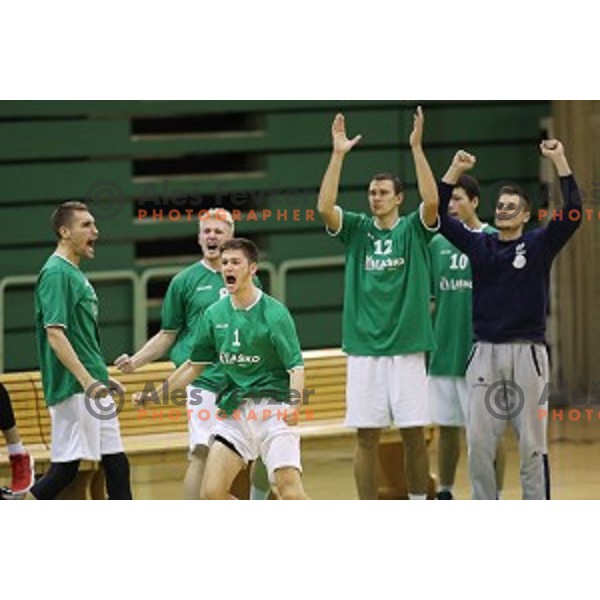 action during Nova KBM league basketball match between Zlatorog Lasko and Petrol Olimpija in Tri Lilije Hall, Lasko, Slovenia on October 27 ,2017