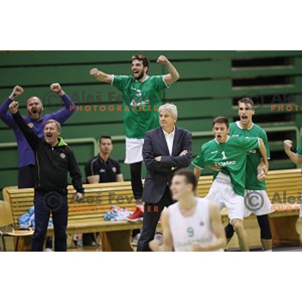 action during Nova KBM league basketball match between Zlatorog Lasko and Petrol Olimpija in Tri Lilije Hall, Lasko, Slovenia on October 27 ,2017