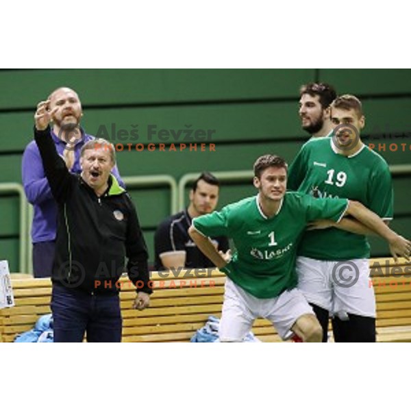 action during Nova KBM league basketball match between Zlatorog Lasko and Petrol Olimpija in Tri Lilije Hall, Lasko, Slovenia on October 27 ,2017