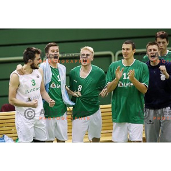 action during Nova KBM league basketball match between Zlatorog Lasko and Petrol Olimpija in Tri Lilije Hall, Lasko, Slovenia on October 27 ,2017