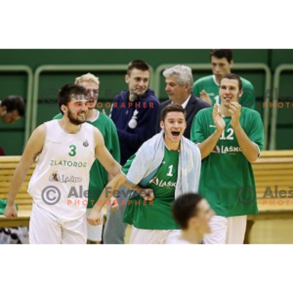 action during Nova KBM league basketball match between Zlatorog Lasko and Petrol Olimpija in Tri Lilije Hall, Lasko, Slovenia on October 27 ,2017