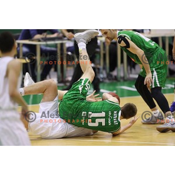 action during Nova KBM league basketball match between Zlatorog Lasko and Petrol Olimpija in Tri Lilije Hall, Lasko, Slovenia on October 27 ,2017