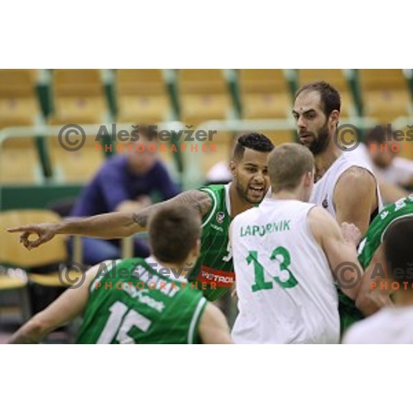 action during Nova KBM league basketball match between Zlatorog Lasko and Petrol Olimpija in Tri Lilije Hall, Lasko, Slovenia on October 27 ,2017
