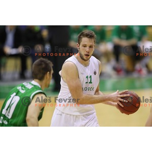 action during Nova KBM league basketball match between Zlatorog Lasko and Petrol Olimpija in Tri Lilije Hall, Lasko, Slovenia on October 27 ,2017