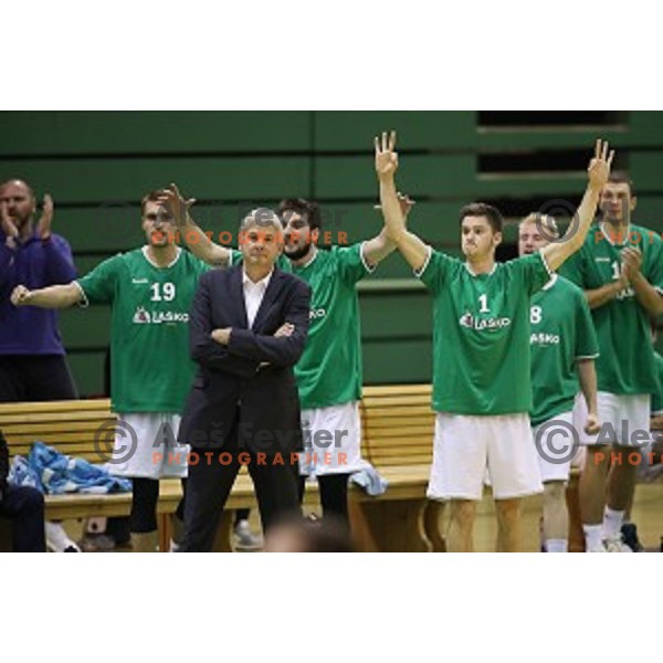 action during Nova KBM league basketball match between Zlatorog Lasko and Petrol Olimpija in Tri Lilije Hall, Lasko, Slovenia on October 27 ,2017