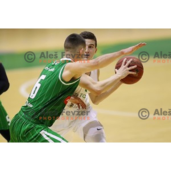 action during Nova KBM league basketball match between Zlatorog Lasko and Petrol Olimpija in Tri Lilije Hall, Lasko, Slovenia on October 27 ,2017